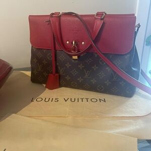 Louis Vuitton Red and Brown Monogram Satchel